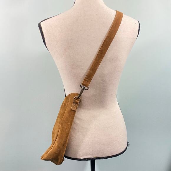 World Market Camel Brown Suede Crossbody Bag - Picture 5 of 7